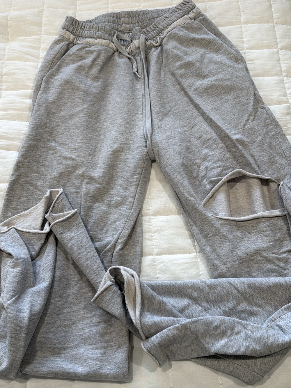 Light Gray Distressed Jogger Sweatpants